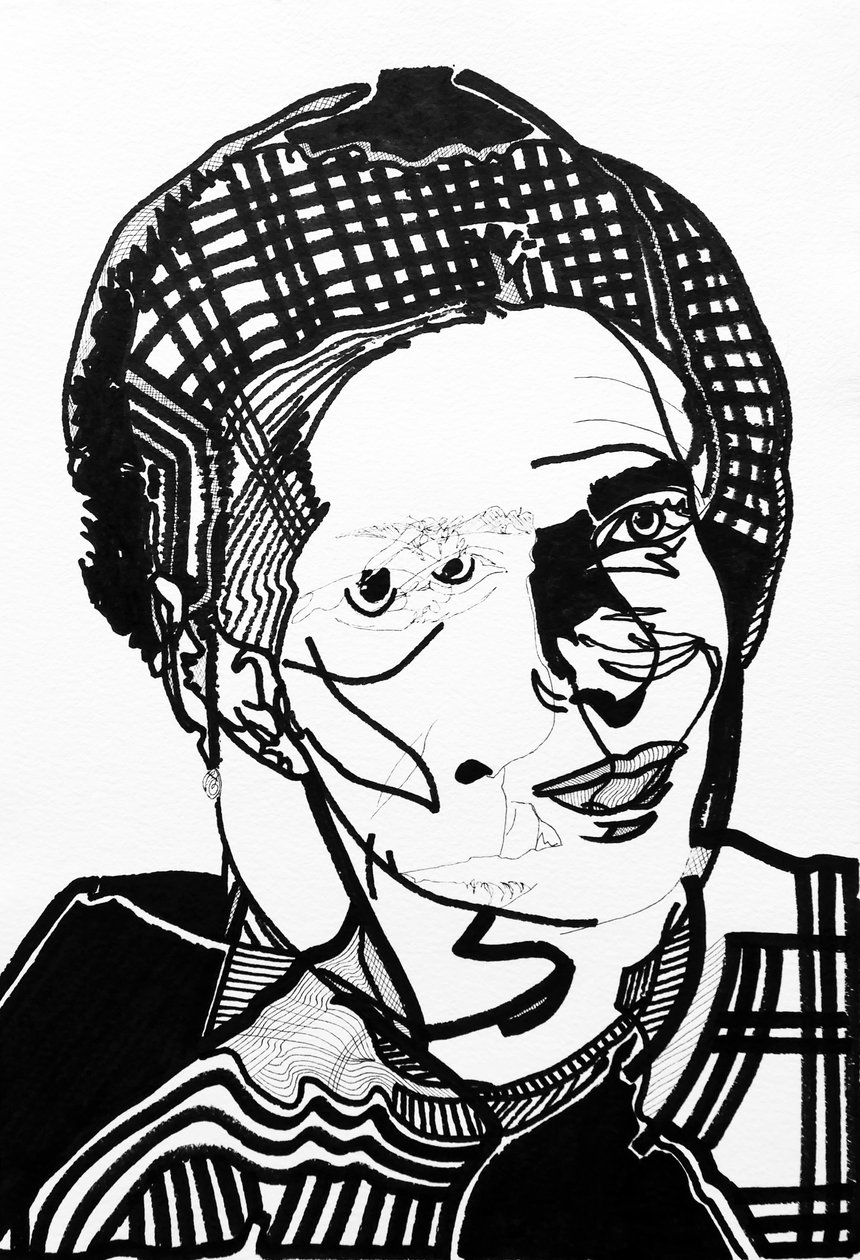 Surportrait: Simone de Beauvoir, 2019 (acrílico sobre papel) de Benoit Erwann Boucherot