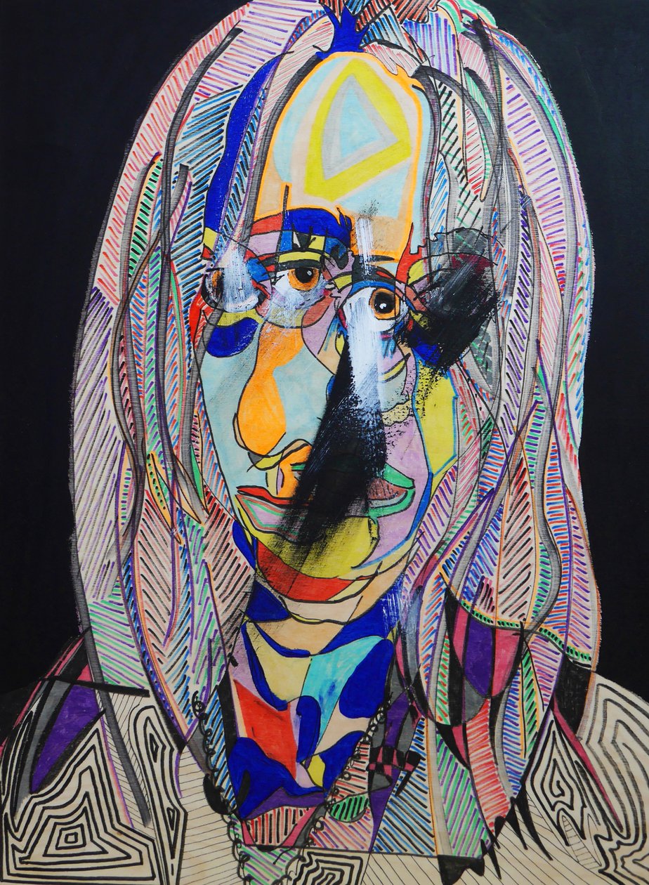Surportrait : Virginie Despentes, 2021 (óleo e acrílico sobre painel de madeira) de Benoit Erwann Boucherot