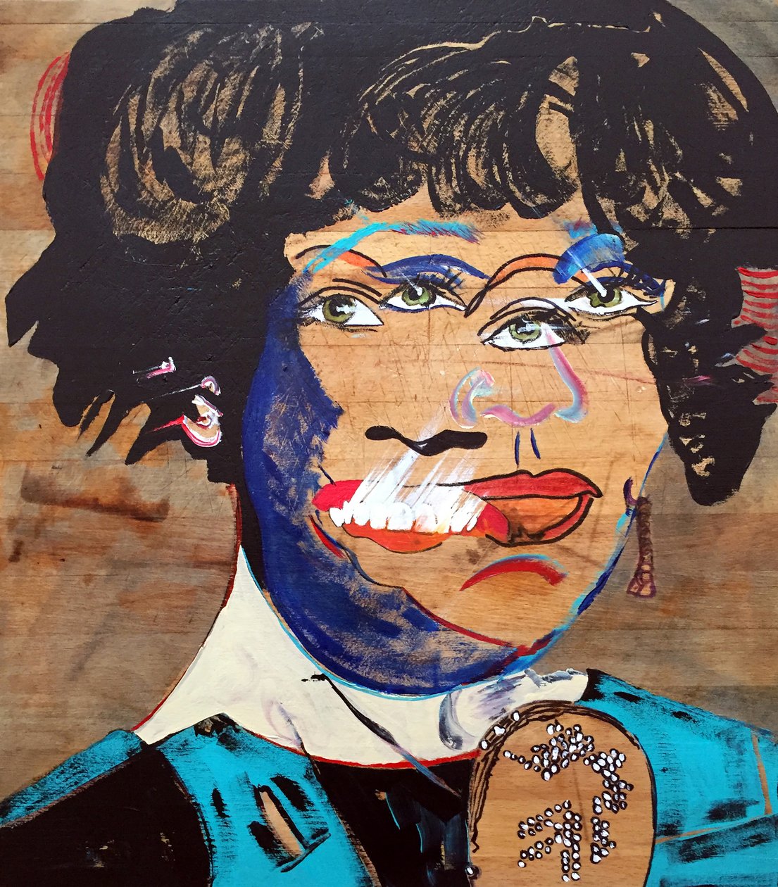 Surportrait : Whitney Houston, 2020 (óleo e acrílico sobre madeira) de Benoit Erwann Boucherot
