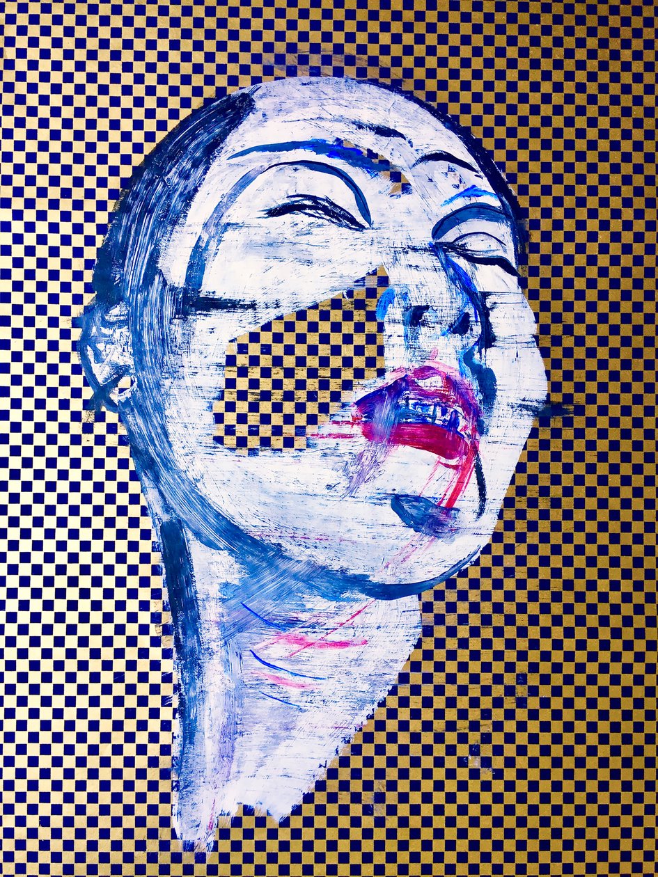 sobre-retrato, 2022 (acrílico sobre papel) de Benoit Erwann Boucherot