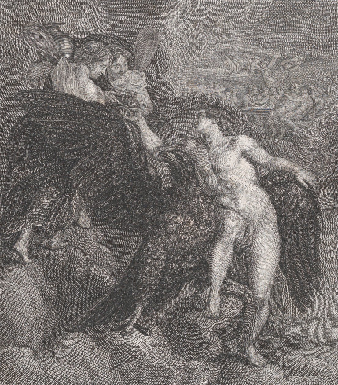 Ganimedes, apoiado em uma águia, recebendo a taça de Hebe, 1786 de Benoit Louis Henriquez