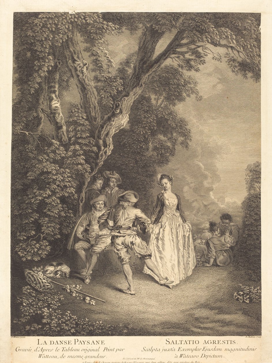 A dança camponesa de Benoît Audran II after Antoine Watteau