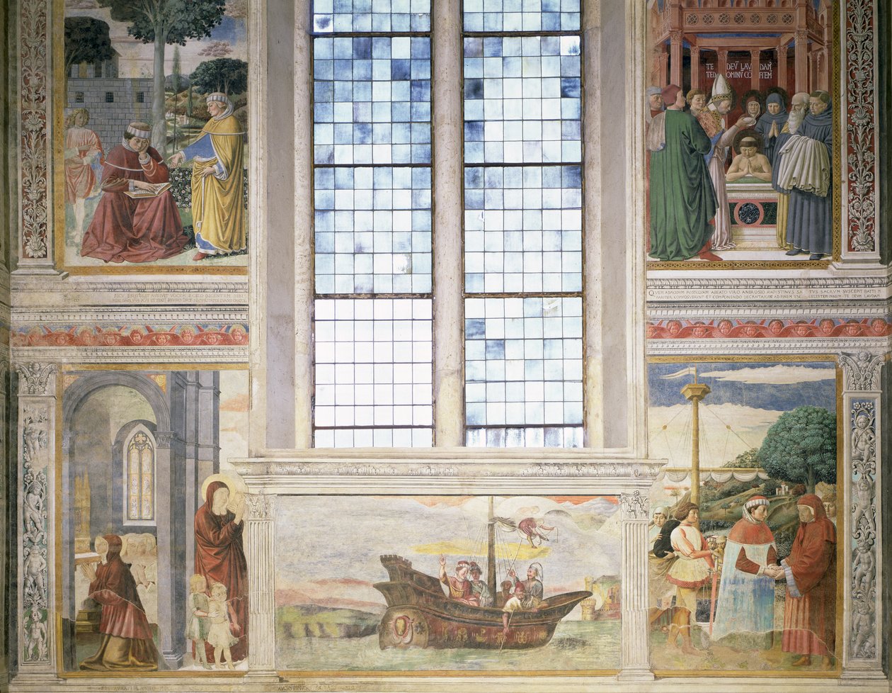 Episódios da Vida de Santo Agostinho, 1463-65 (ver também 192535, 192549, 192550, 192551, 192553, 267654) de Benozzo di Lese di Sandro Gozzoli