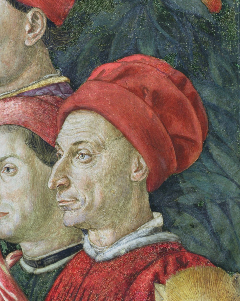 Enfrente a procissão, detalhe da jornada do ciclo magi na capela, detalhe c.1460 afresco de 70603 de Benozzo di Lese di Sandro Gozzoli