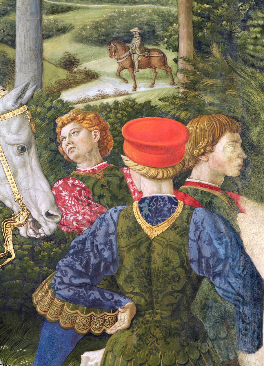 Assistentes de libré, detalhe da jornada do ciclo magi na capela, c.1460 de Benozzo di Lese di Sandro Gozzoli