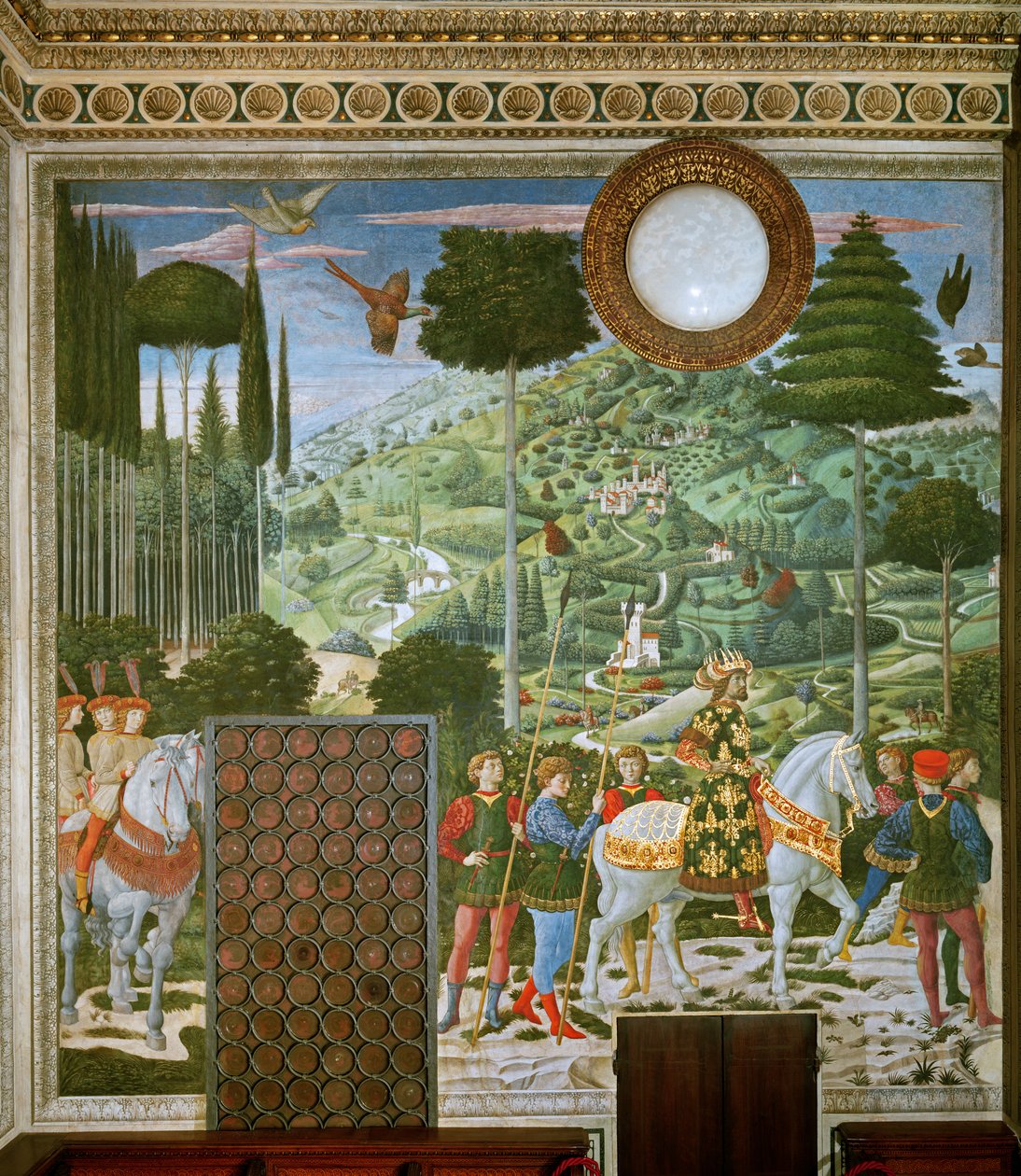 A viagem dos Magos a Belém, a parede dos fundos da capela, c.1460 de Benozzo di Lese di Sandro Gozzoli