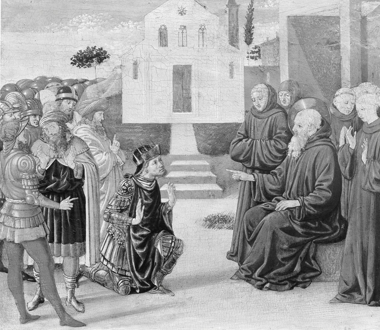 Totila antes de São Bento. de Benozzo Gozzoli