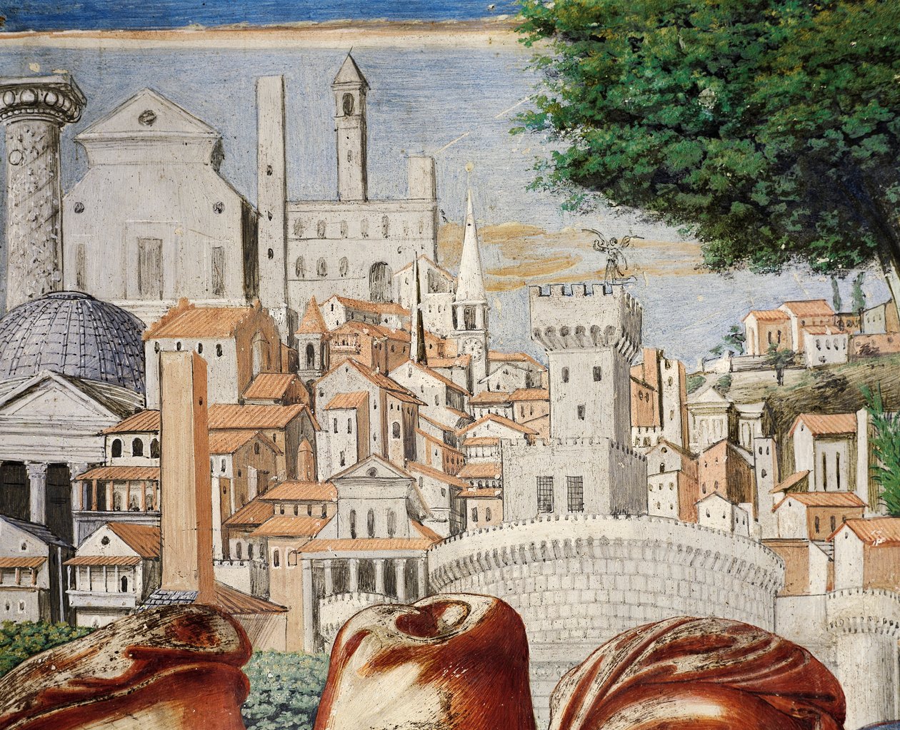 Arquitetura da cidade de Roma, detalhe de Histórias de Santo Agostinho de Benozzo di Lese di Sandro Gozzoli
