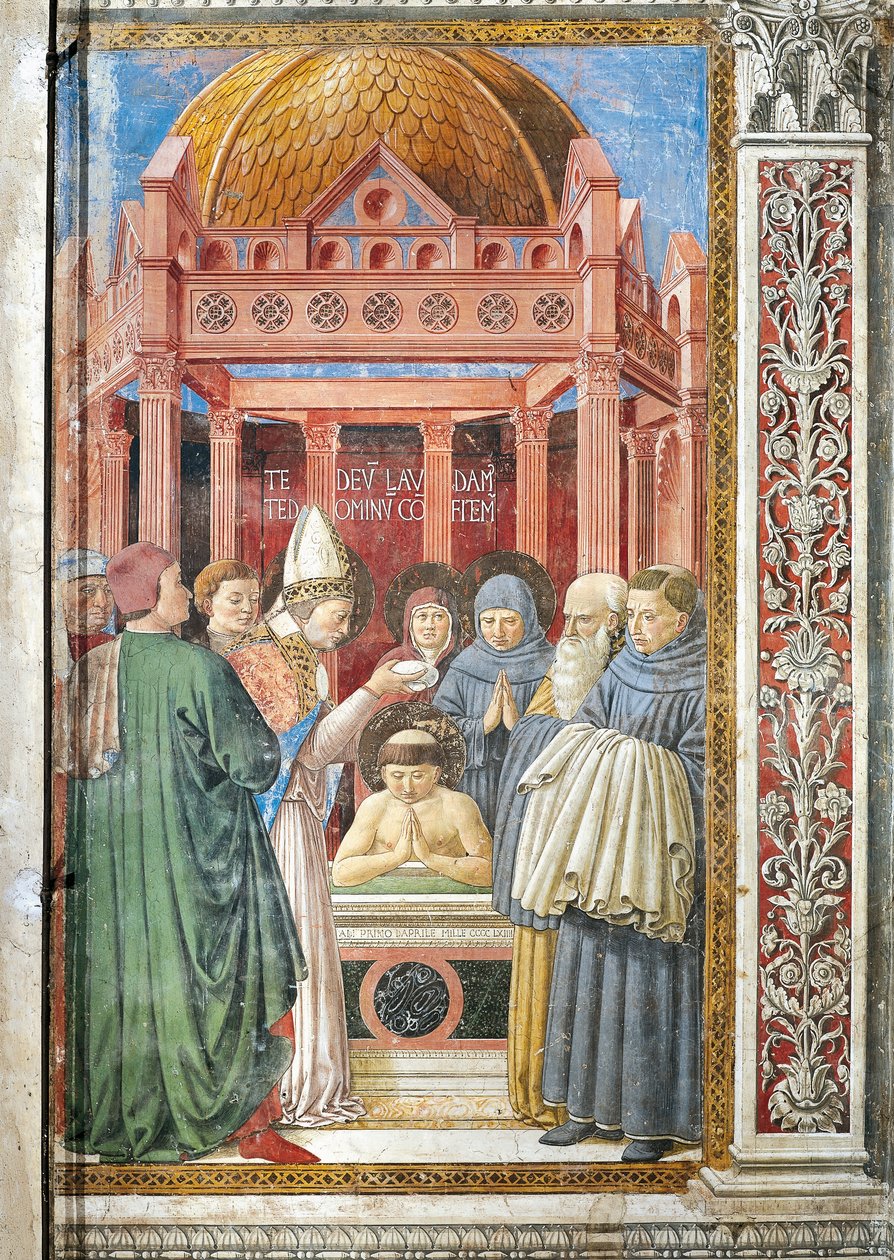 Batismo de Santo Agostinho, detalhe de Histórias de Santo Agostinho de Benozzo di Lese di Sandro Gozzoli