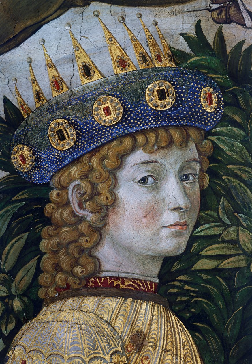 Caspar, suposto retrato de Lorenzo il Magnifico, detalhe da Procissão dos Reis Magos de Benozzo di Lese di Sandro Gozzoli