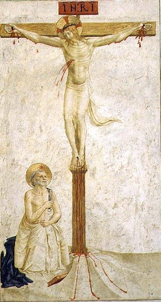 Crucificação com São Domingos (fresco) de Benozzo di Lese di Sandro Gozzoli