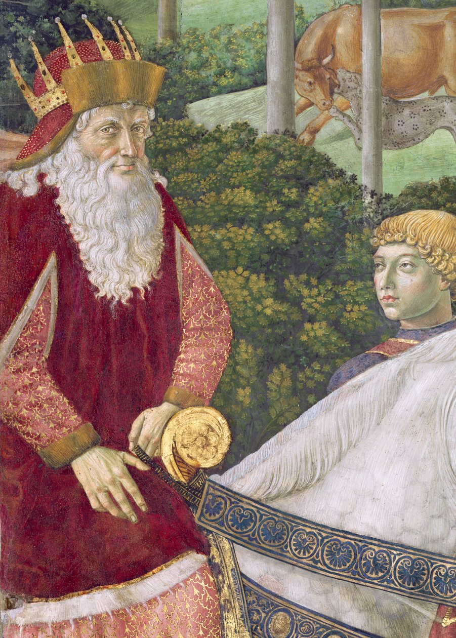 Giuseppe, o patriarca de Constantinopla, como um dos três reis, detalhe da jornada do ciclo magi na capela, detalhe c.1460 afresco de 70601 de Benozzo di Lese di Sandro Gozzoli