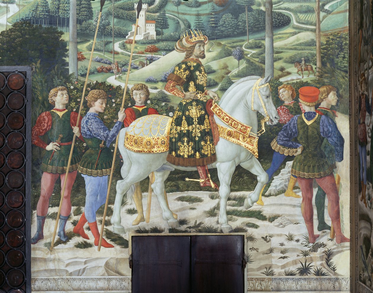 João VII Paleólogo (1391-1448), imperador romano oriental, como Baltazar, um dos Reis Magos, pormenor do ciclo Viagem dos Magos na capela, c.1460 (fresco) de Benozzo di Lese di Sandro Gozzoli