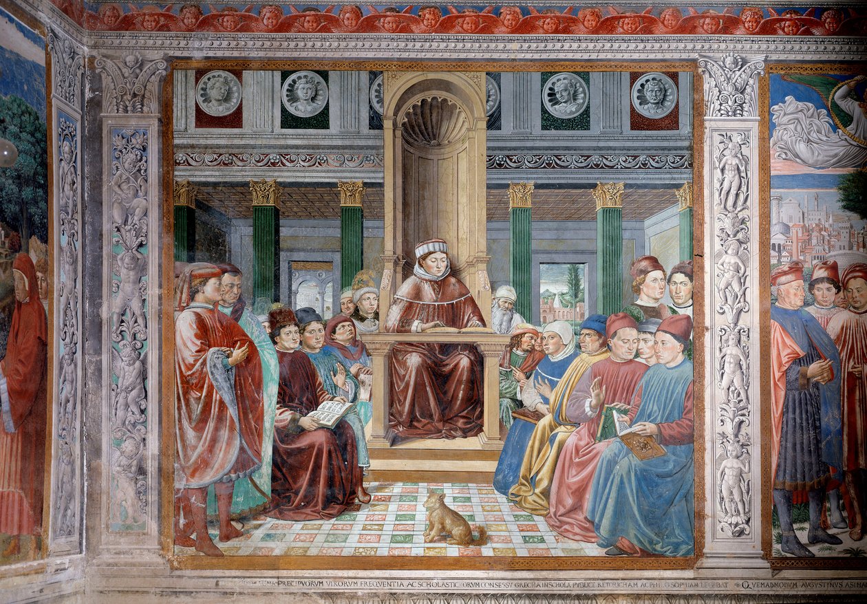 Vida de Santo Agostinho: O ensino de Santo Agostinho em Roma (Fresco de Benozzo di Lese di Sandro Gozzoli