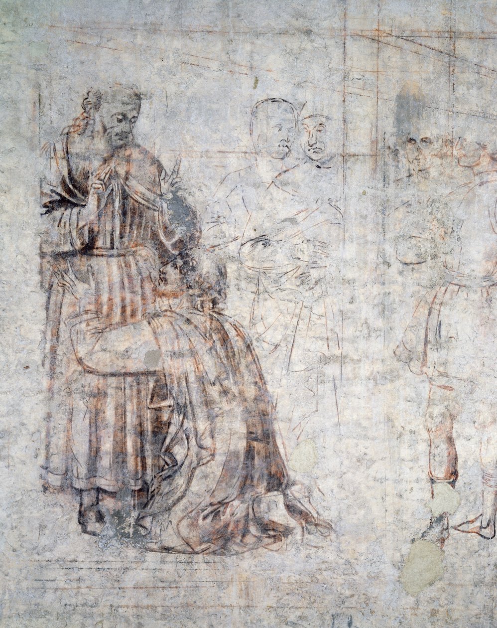 Casamento de Isaac e Rebecca, detalhe da sinopia (sub-pintura) de Benozzo di Lese di Sandro Gozzoli