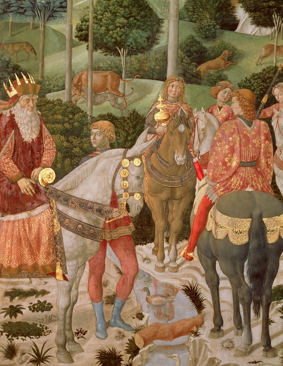 Piero de Medici (1416-69) como Caspar, detalhe da Procissão dos Magos, c.1459-60 de Benozzo di Lese di Sandro Gozzoli