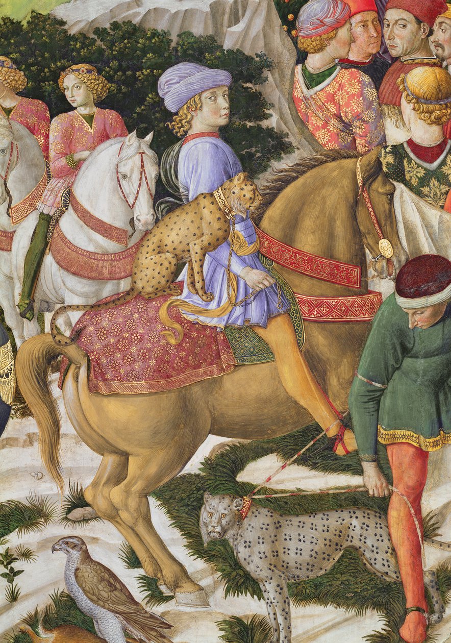 Retrato, de, Giuliano, deMedici, 1453-78, detalhe, de, a, viagem, de, a, Magi, ciclo, em, a, capela, c.1460, afresco, detalhe, de, 70601 de Benozzo di Lese di Sandro Gozzoli
