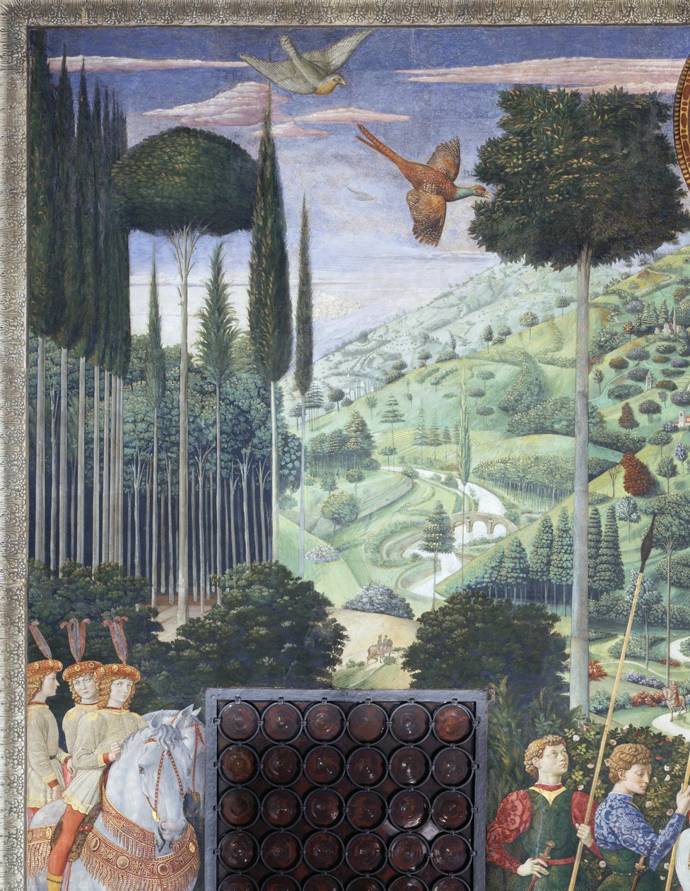 Procissão de Baltazar como João VIII Paleólogo, pormenor do ciclo Viagem dos Magos na capela, c.1460 (fresco) de Benozzo di Lese di Sandro Gozzoli