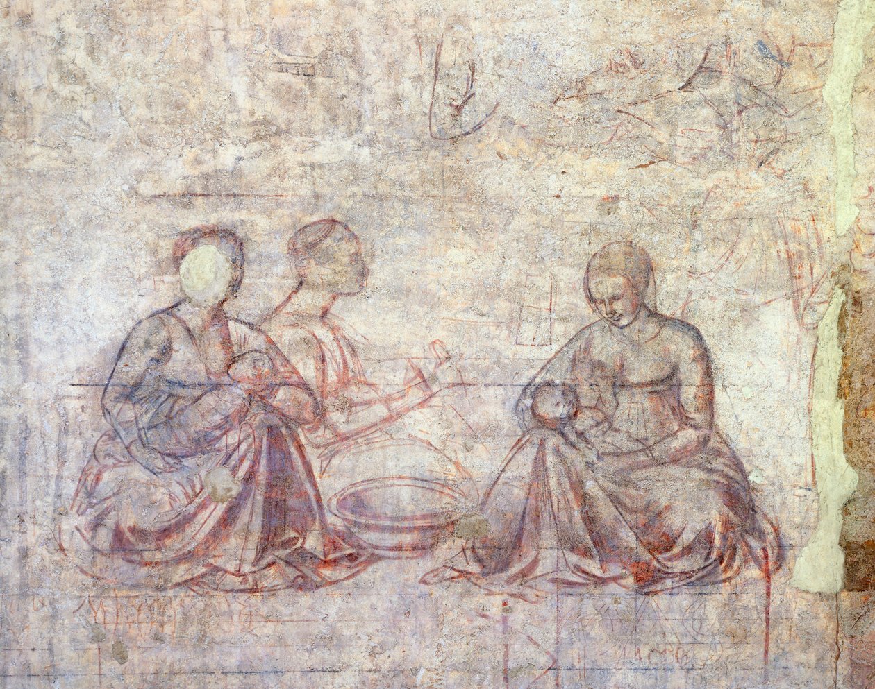 Histórias de Jacob e Esaú, de Benozzo Gozzoli (1421-1497), sinopia (underdrawing), Detalhe de Benozzo di Lese di Sandro Gozzoli