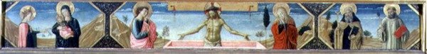 O Casamento Místico de Santa Catarina, Cristo Ressuscitado e Santo Antônio Abade e São Bento (painel) de Benozzo di Lese di Sandro Gozzoli