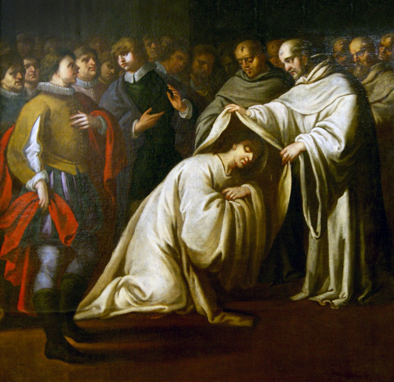 São Bernardo de Clairvaux cobrindo um homem com vestes. (óleo sobre tela) de Bento Coelho da Silveira
