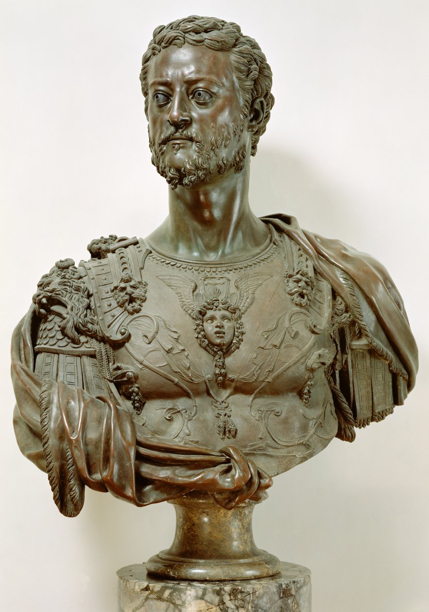 Retrato Busto de Cosimo I de &39;Medici (1519-74) 1545 (bronze) de Benvenuto Cellini