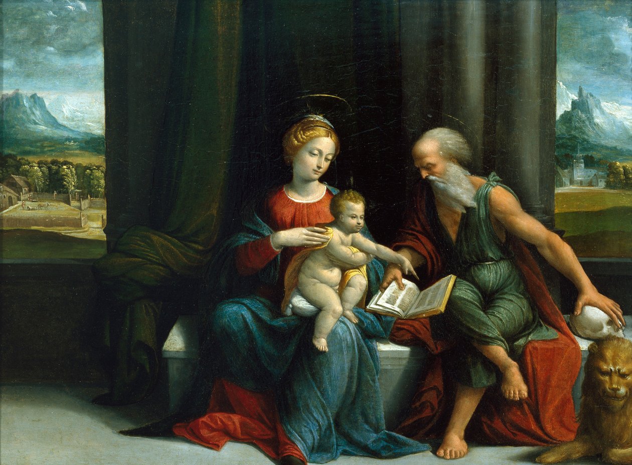 Madonna e criança e São Jerônimo de Benvenuto Tisi da Garofalo