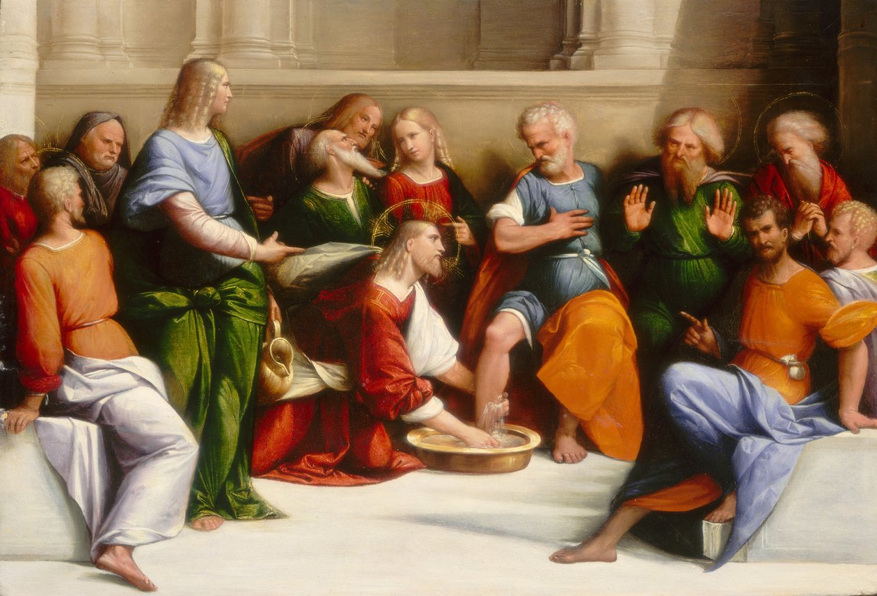Cristo lavando os pés dos discípulos, c. 15201525. de Benvenuto Tisi da Garofalo