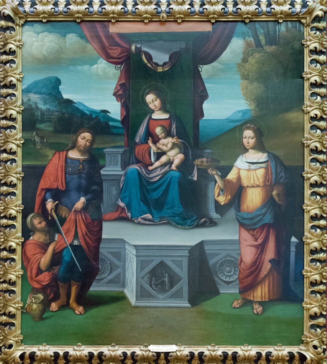 Madonna e Criança entronizadas com São Martinho e Santa Rosália de Benvenuto Tisi da Garofalo