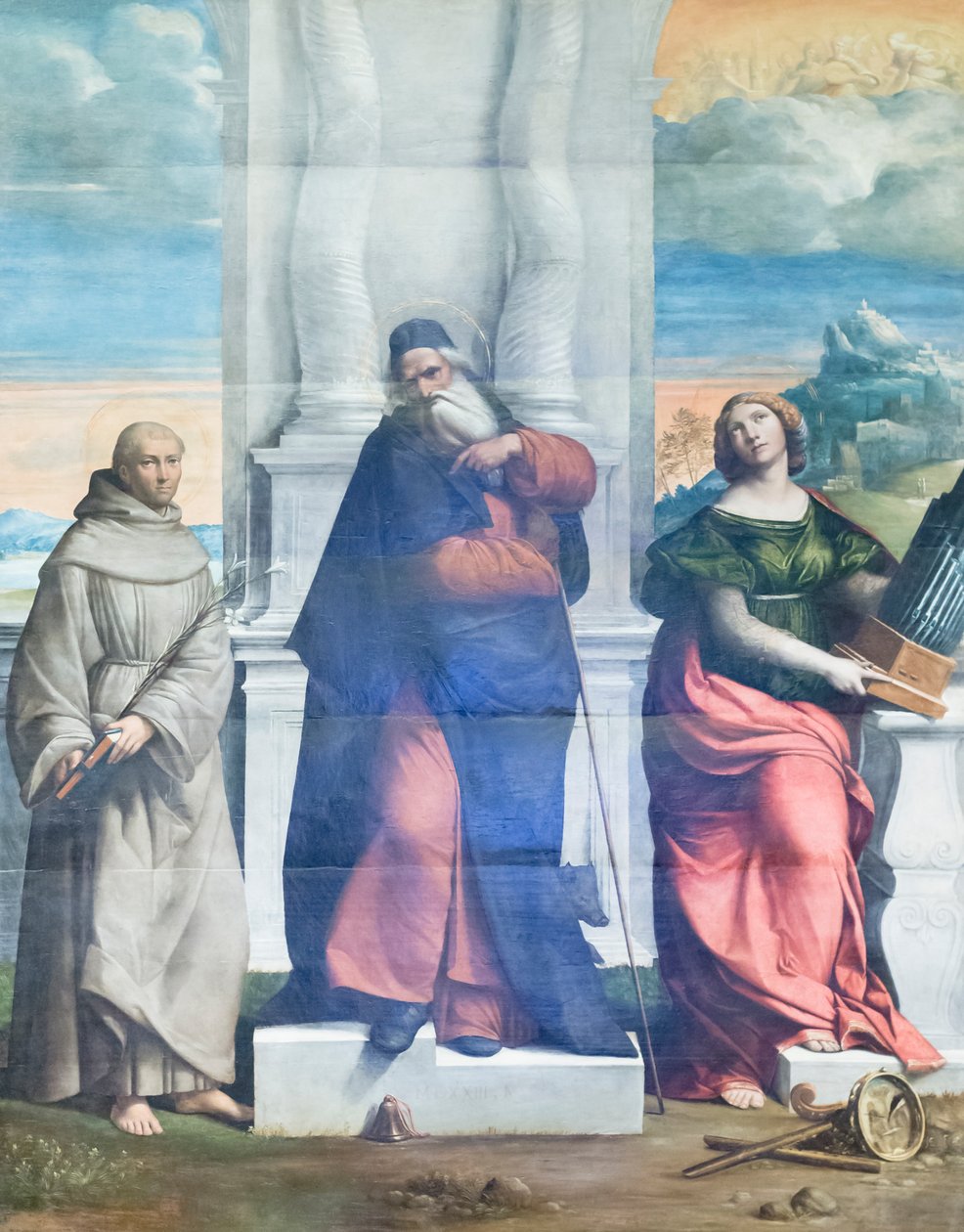 Santo Antônio Abade, Antônio da Sicília e Cecily de Benvenuto Tisi da Garofalo