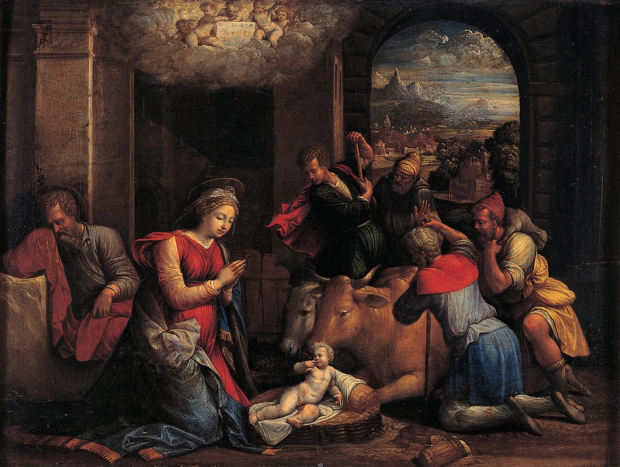A Adoração dos Pastores, 1536-1537 de Benvenuto Tisi da Garofalo