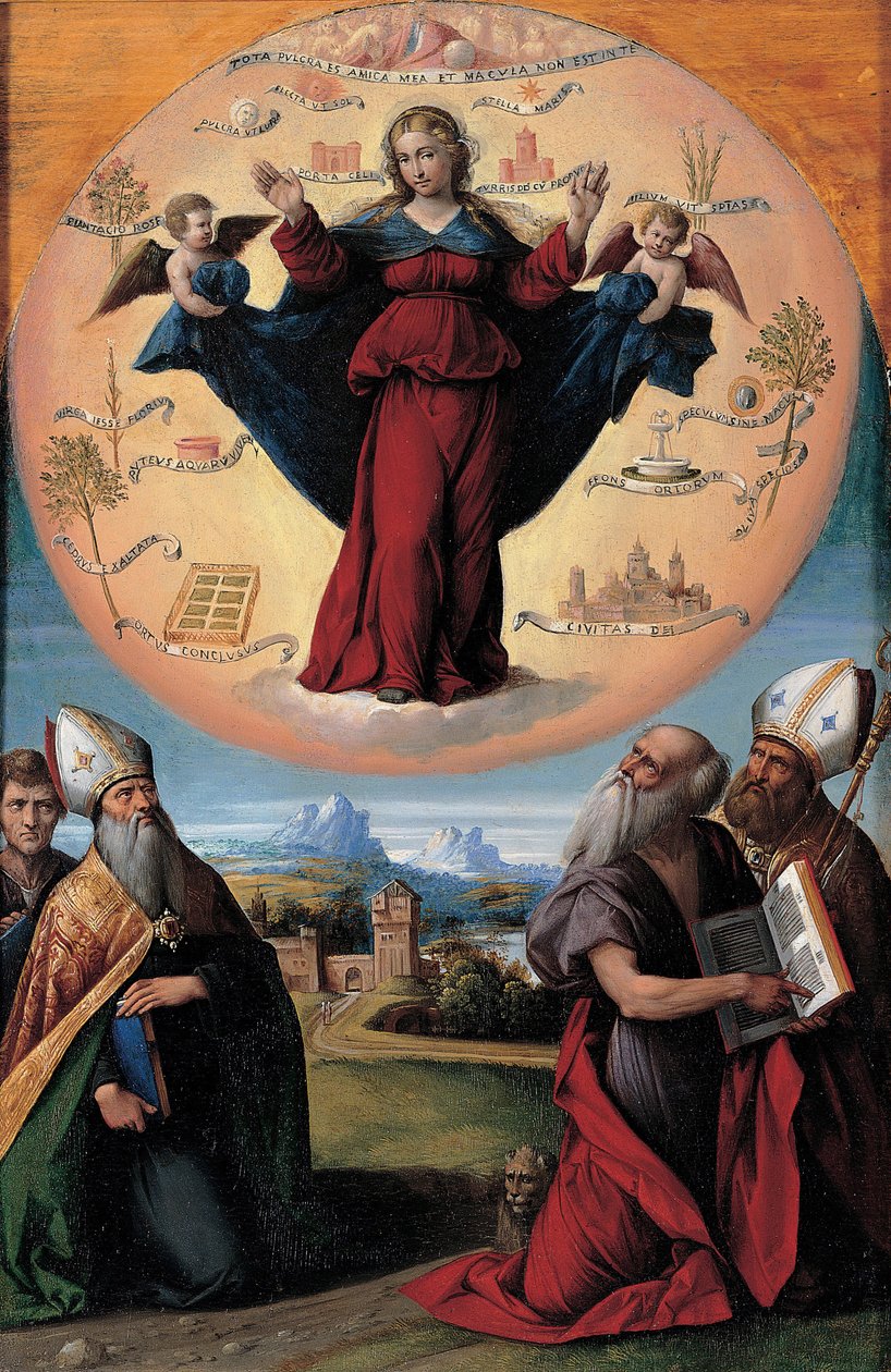 A Imaculada Conceição com os santos, c. 1535-1550 de Benvenuto Tisi da Garofalo