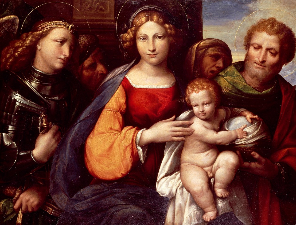Virgem com Criança e os Santos Miguel e José de Benvenuto Tisi da Garofalo
