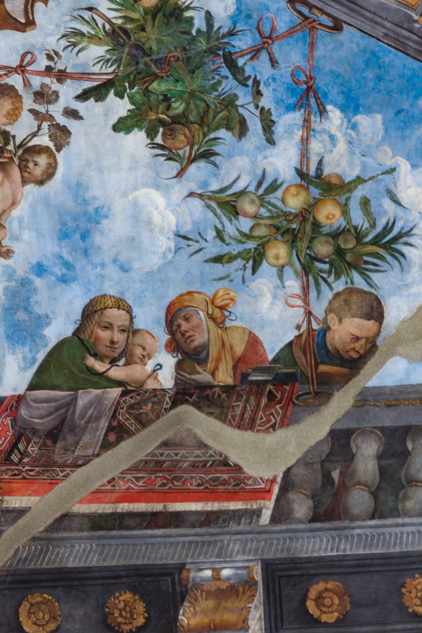 Mulher e criança, detalhe, cofre do Salão do Tesouro (fresco) (detalhe de 3707463) de Benvenuto Tisi da Garofalo