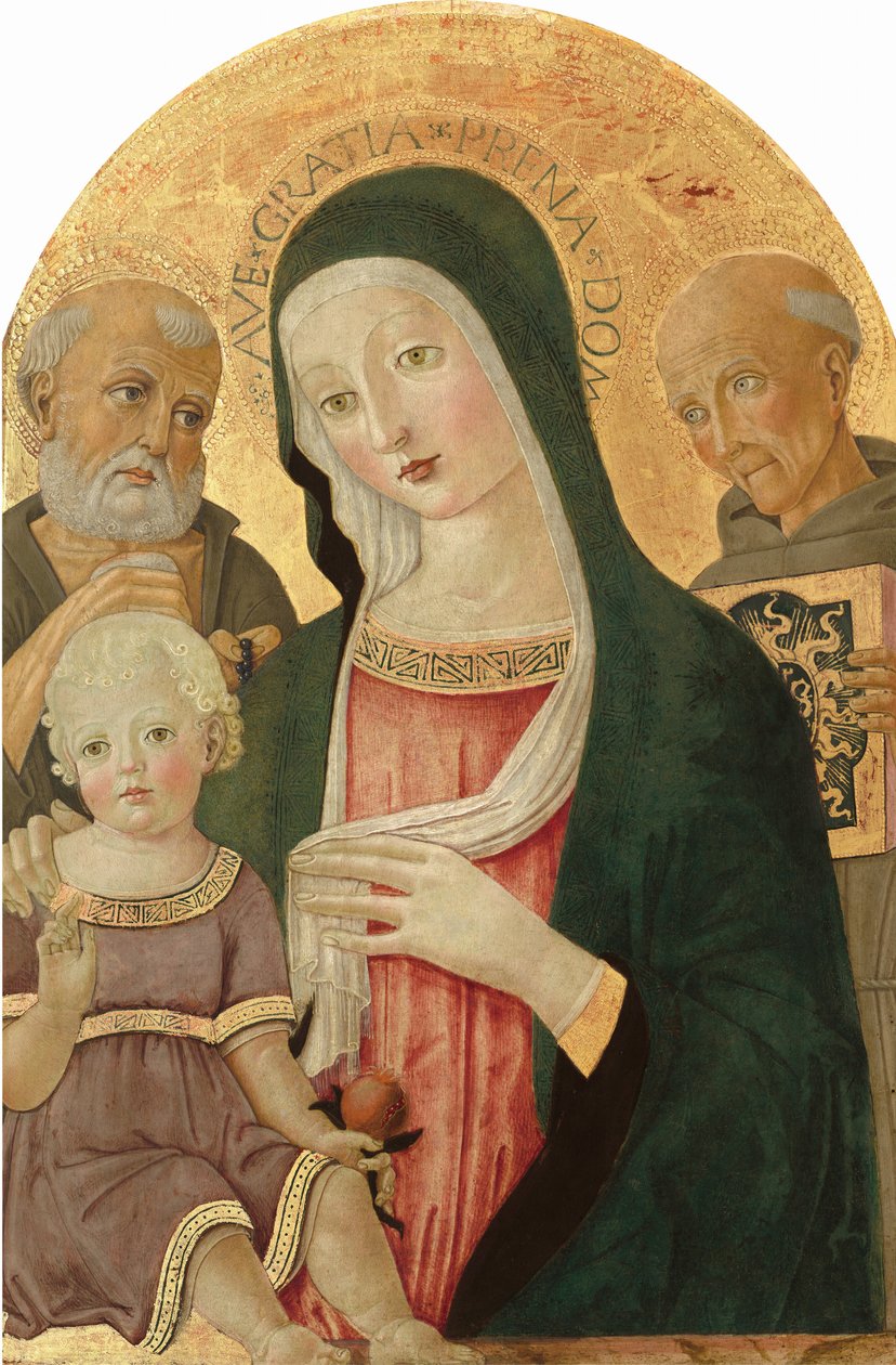 Madonna e Criança com São Jerônimo e São Bernardino de Siena, c. 14801485. de Benvenuto di Giovanni
