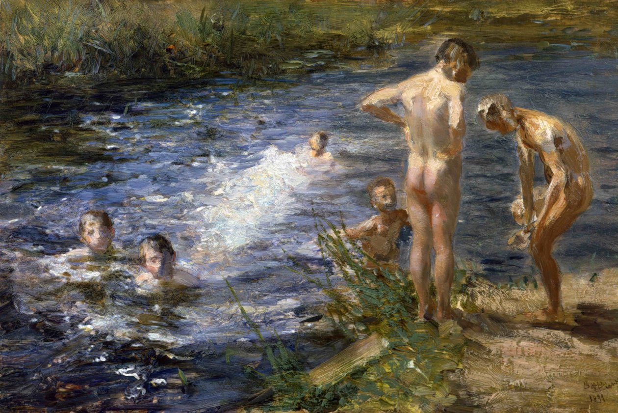 Meninos no rio, 1899. de Beppe Ciardi
