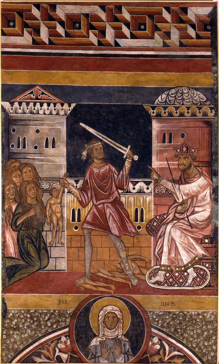 O Massacre dos Inocentes par Berlinghieri, Berlinghiero (ca 1175-1235/42). Fresco, tamanho : 350x205, Basílica de Santo Stefano, Bolonha de Berlinghiero (fl.1228 36) Berlinghieri