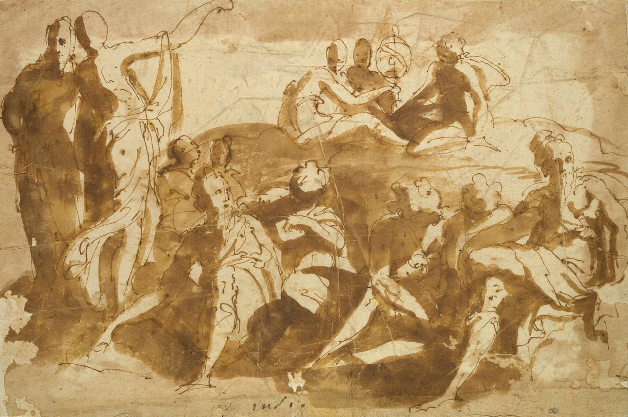 Figuras para uma paisagem celestial (tinta no papel) de Bernadino India