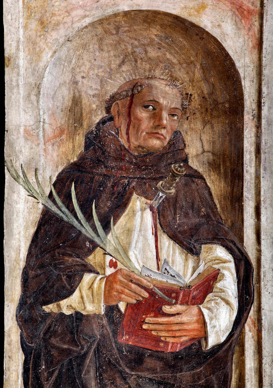 Representação de São Pedro de Verona Fresco por Bernardino Butinone (1435-1507) 1482-1486 Basílica de Santa Maria delle Grazie Milão Itália de Bernadino Jacobi Butinone