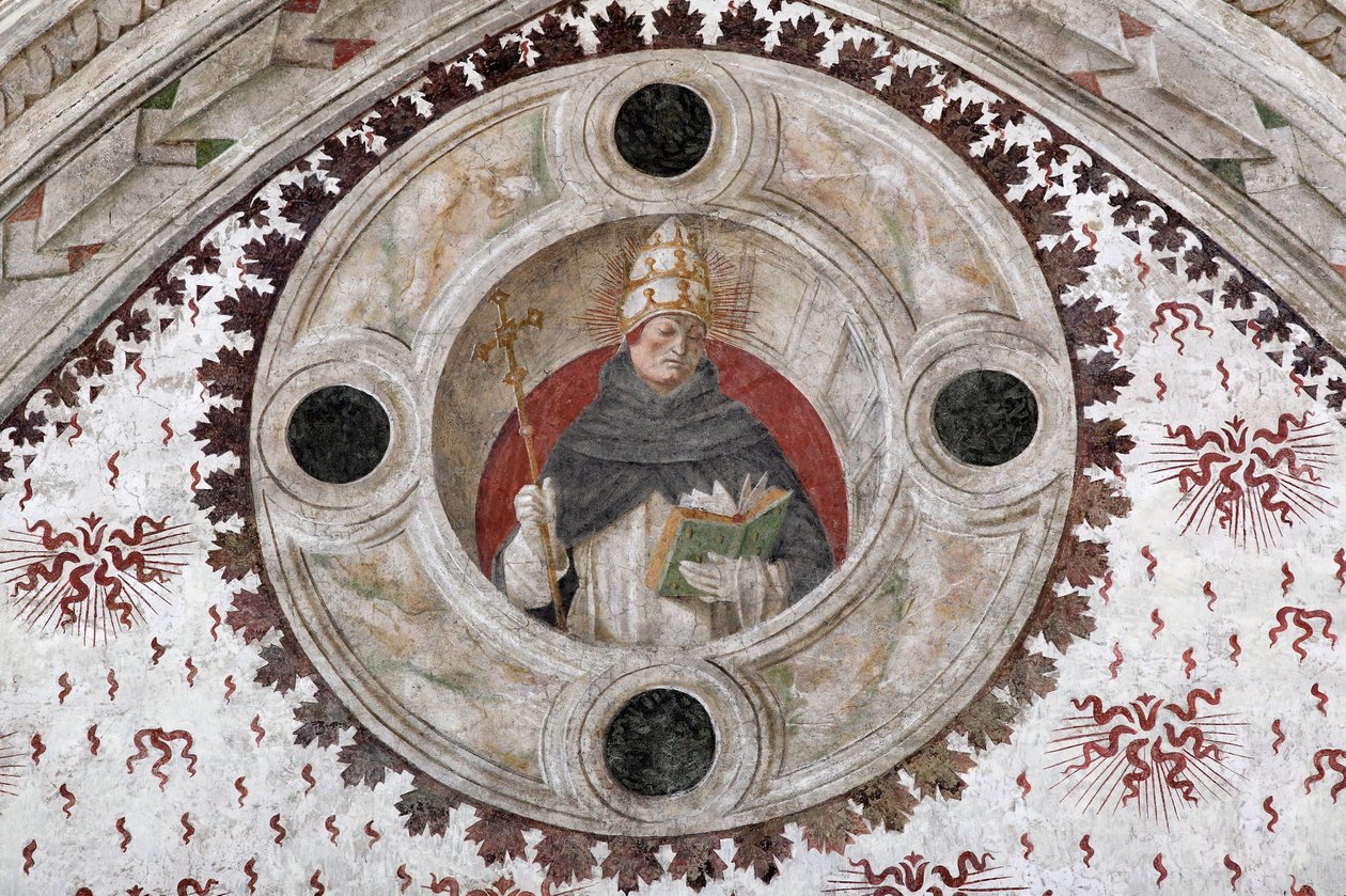 Representação de um Papa Dominicano (Innocent V ou Benoit XI) (Um Papa Dominicano) Fresco por Bernardino Zenale e Bernardino Butinone de Bernadino and Zenale B.  Butinone
