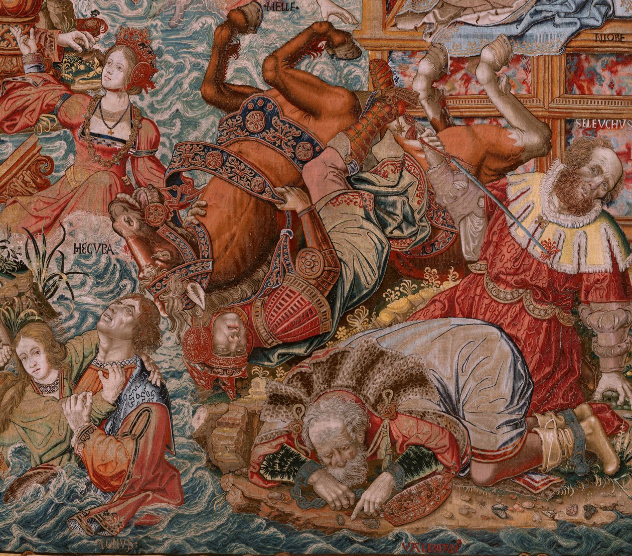 Tapeçaria flamenga. Série As Honras. Fortune, The way to the Honours (La Fortuna, Camino de los Honores). Quinta tapeçaria da série. Modelos cartoonistas do círculo de Bernard van Orley e Jan Gossaert de Mabuse. Fabrico Pieter van Aelst, Brusse de Bernaert van (circle of) Orley