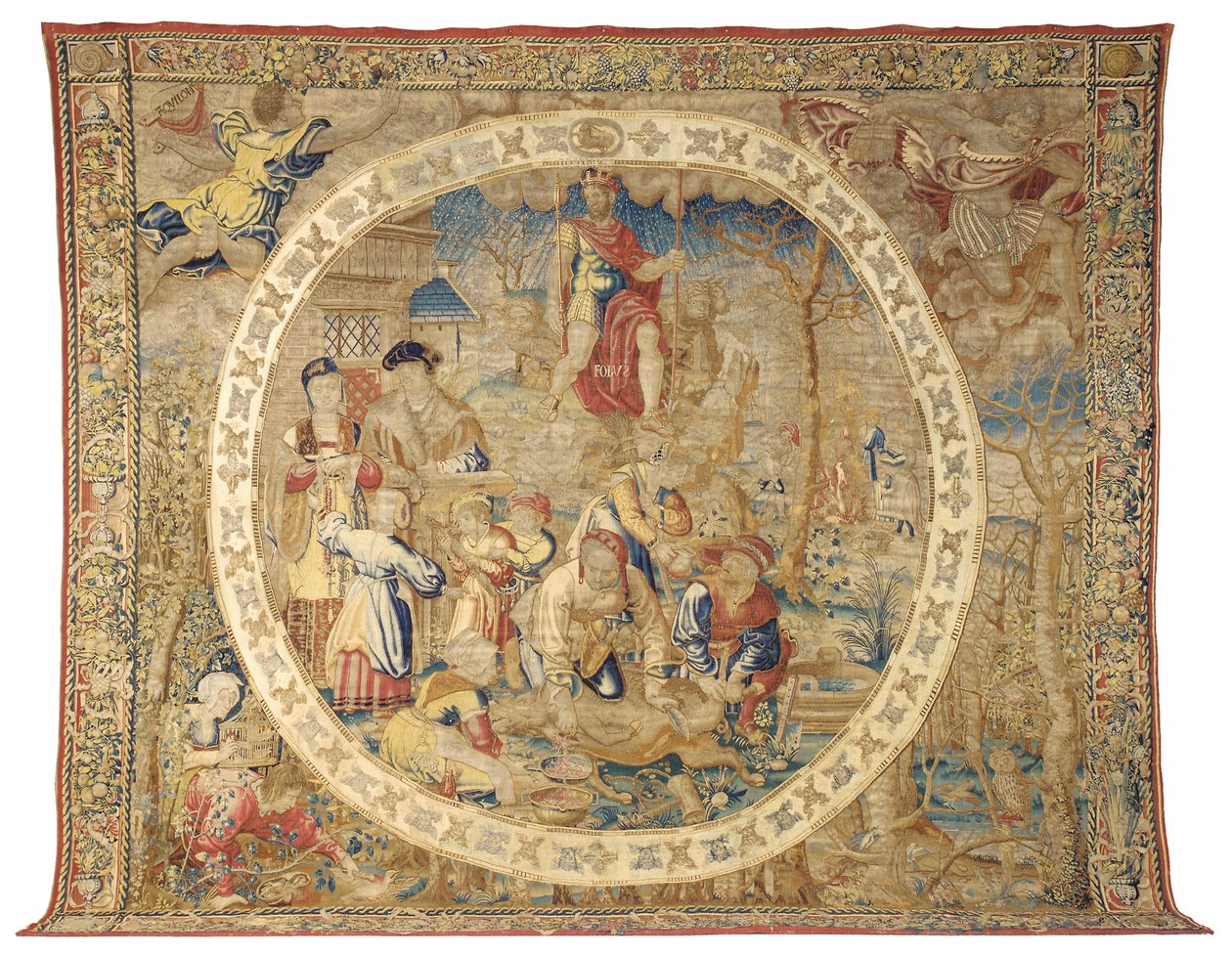Tapeçaria alegórica de Bruxelas representando o mês de dezembro de "Os meses do medalhão", c.1525 de Bernard van Orley