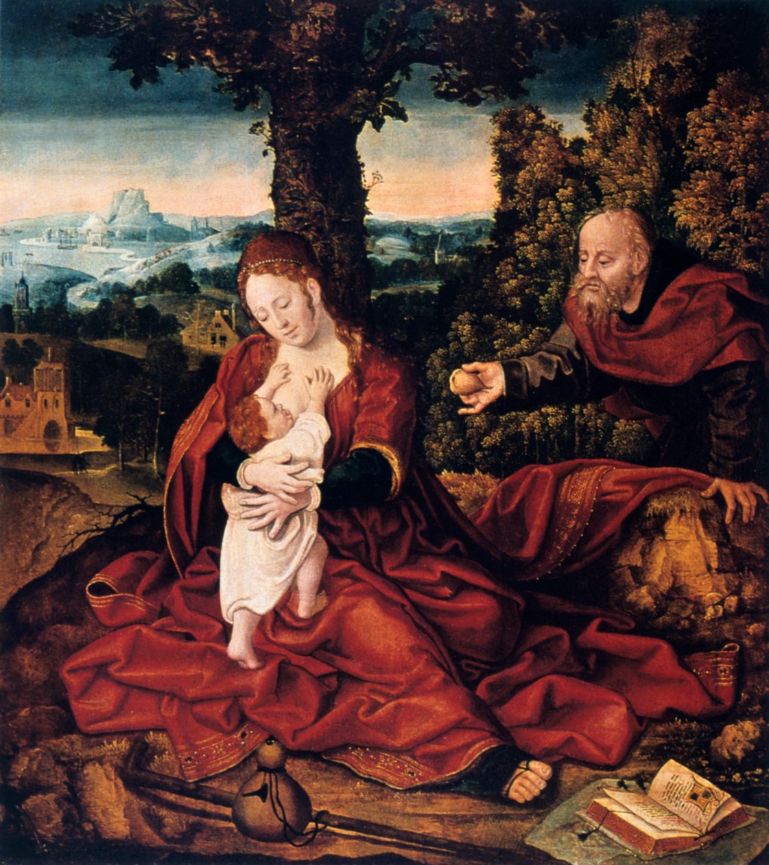 O resto na fuga para o Egito, século XVI. de Bernard van Orley