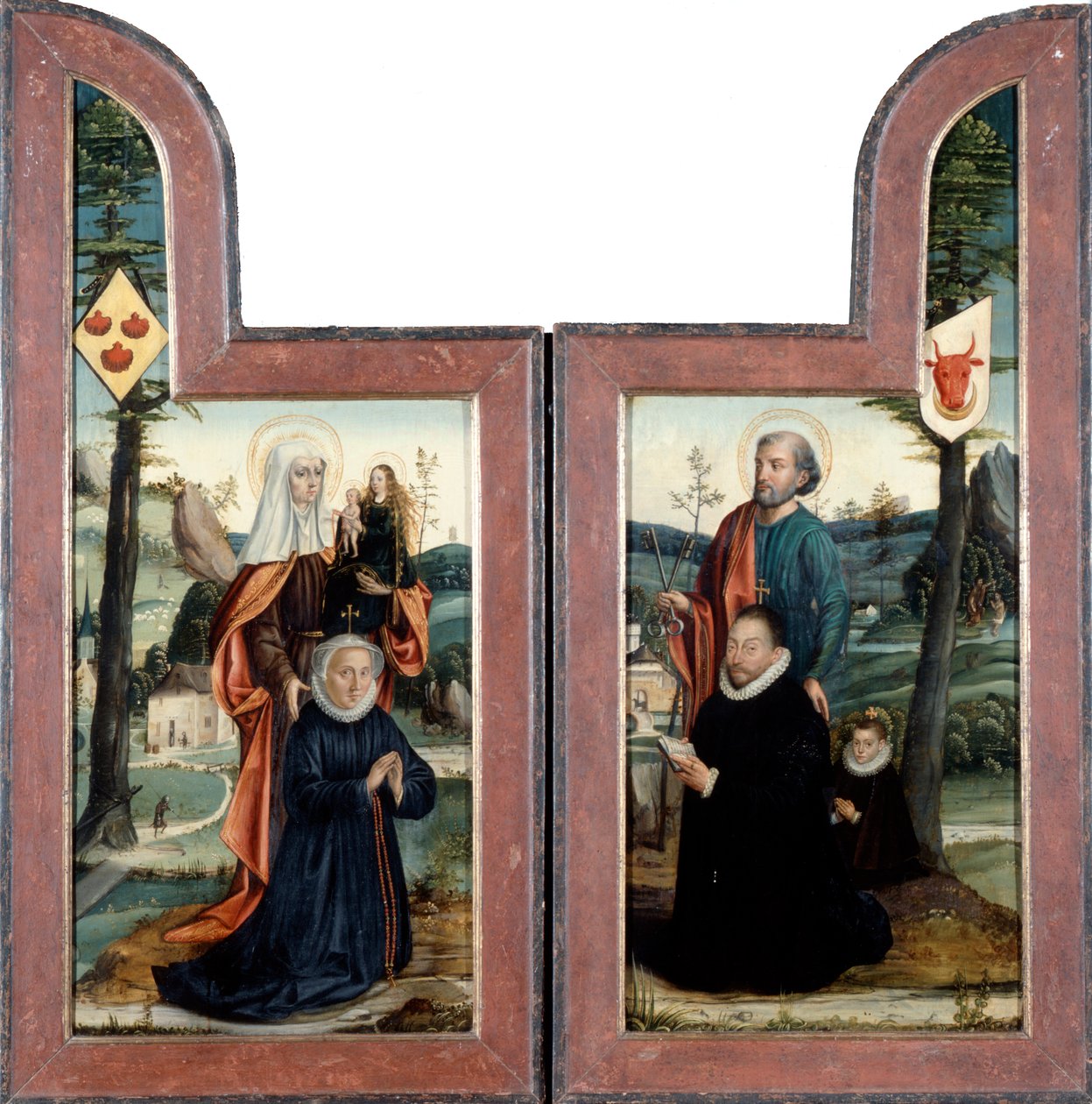 Tríptico com São Pedro e Santa Ana, frente, século XVI. de Bernard van Orley