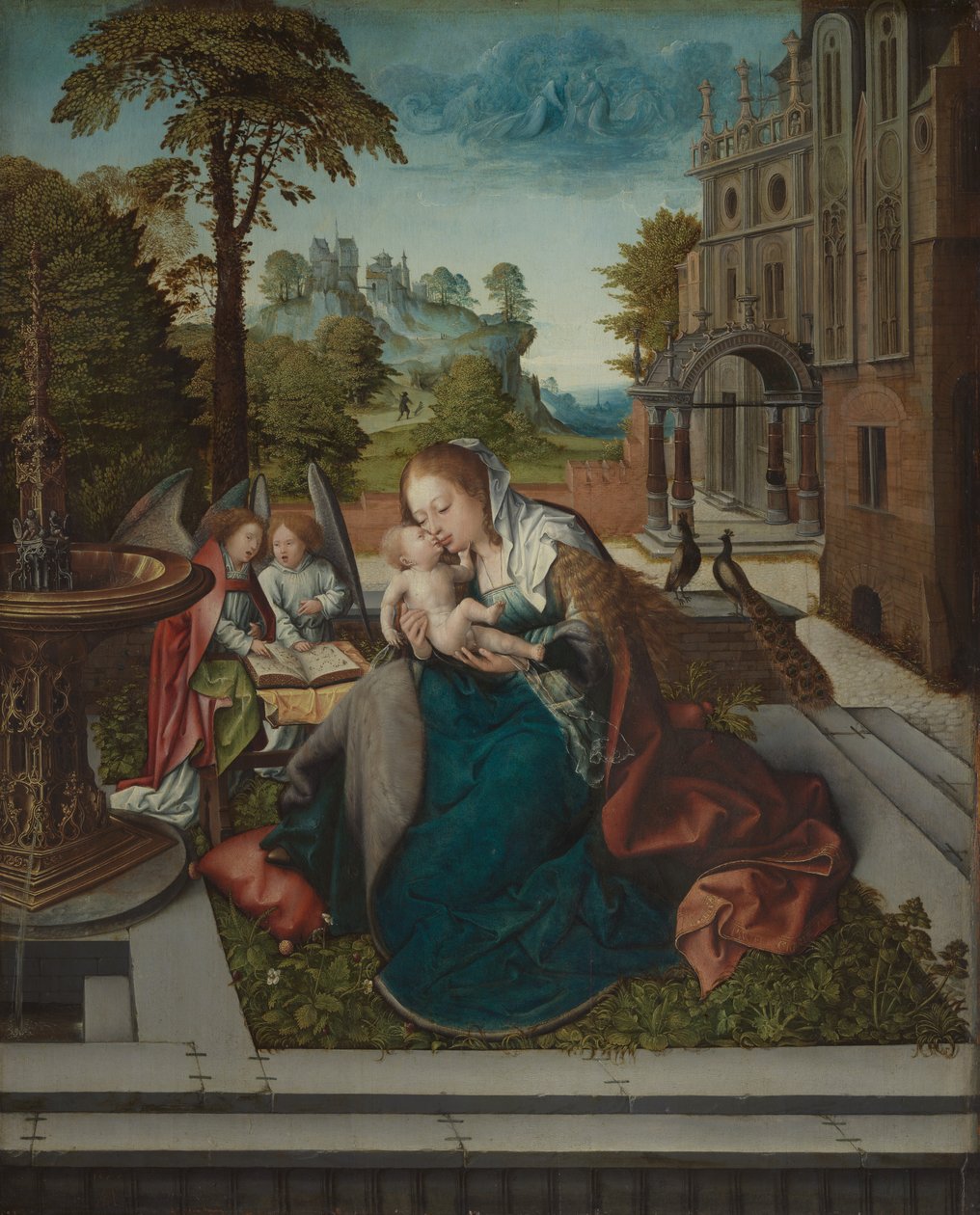 Virgem e Criança com Anjos, ca. 1518 de Bernard van Orley