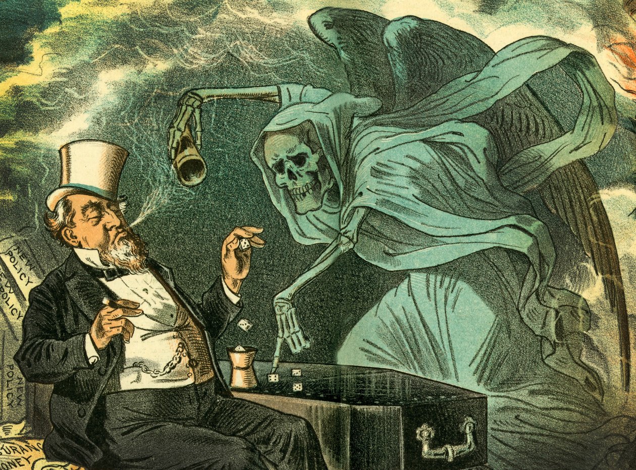 Jogando com a morte, 1883 de Bernard Gillam