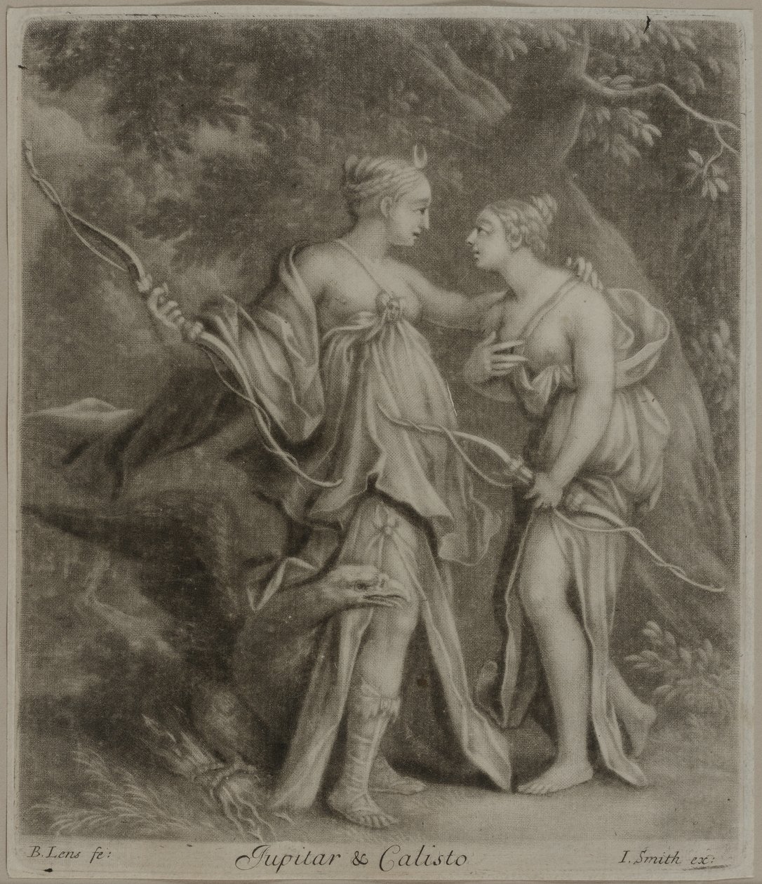Júpiter e Calisto (mezzotint) de Bernard II Lens