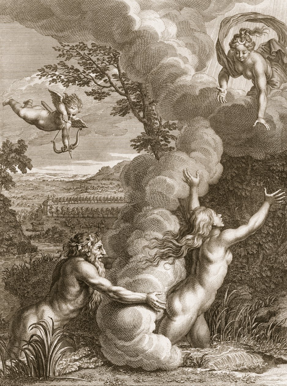 Arethusa Perseguida por Alpheus e Transformada em uma Fonte, 1731 de Bernard Picart