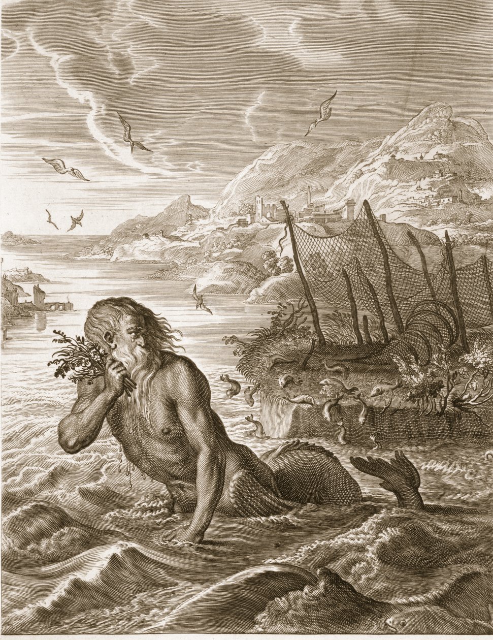 Glaucus se transformou em um deus do mar, 1731 de Bernard Picart