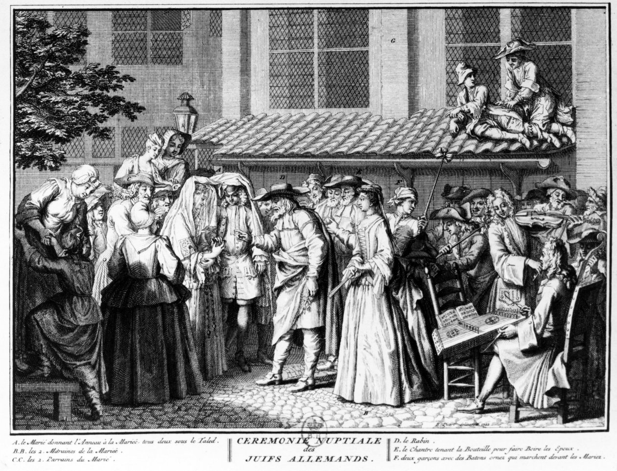 Cerimônia nupcial de judeus alemães, 1725 de Bernard Picart